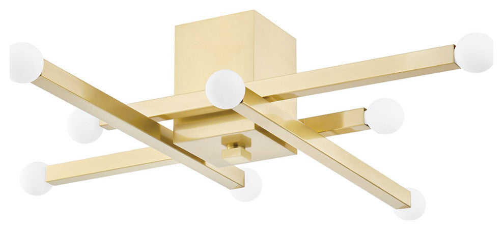 Dona 8-Light Flush Mount, Aged Brass