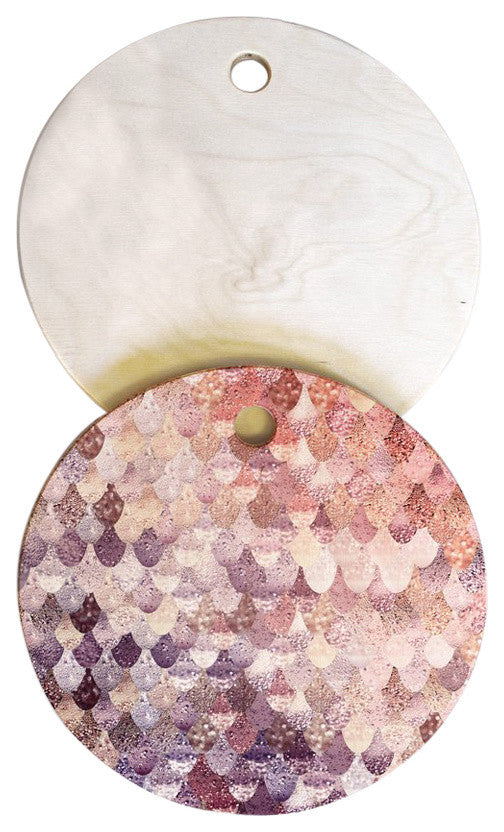 Monika Strigel Lily Rose Mermaid Cutting Board Round, 11.5"x11.5"