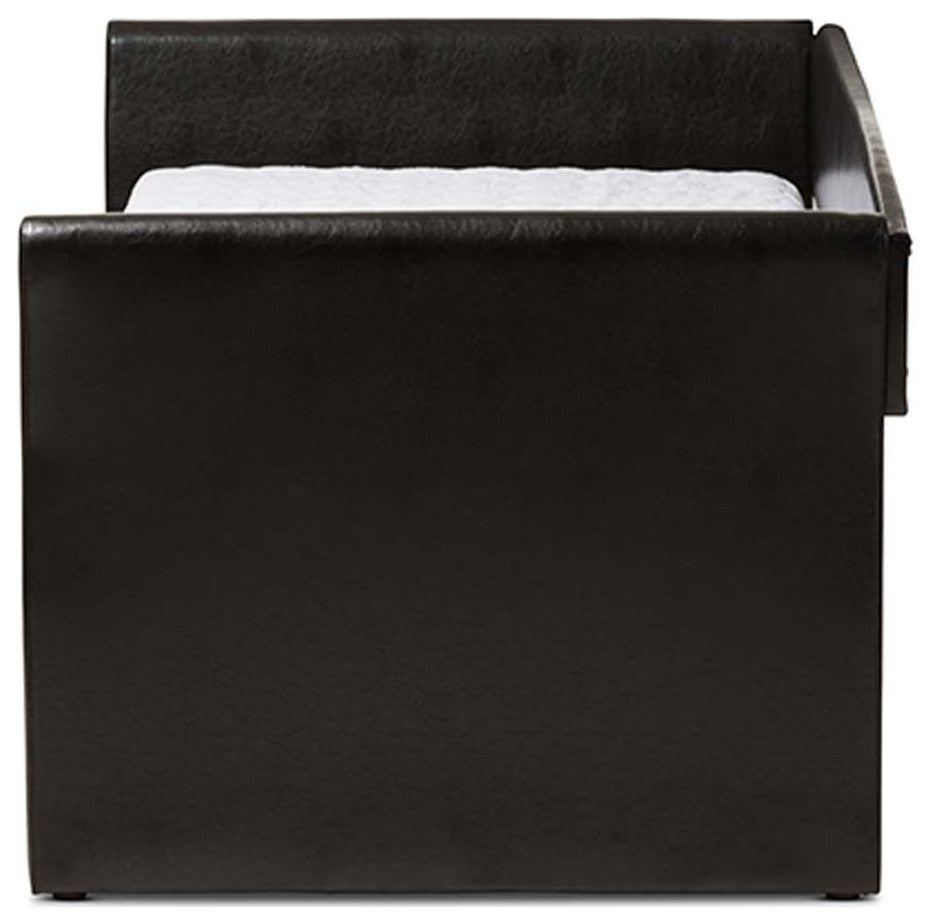 Jolene Fabric Upholstered Daybed With Trundle Bed, Black