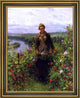 Daniel Ridgway Knight a Maid in Her Garden Framed Premium Canvas Print, 21"x28"