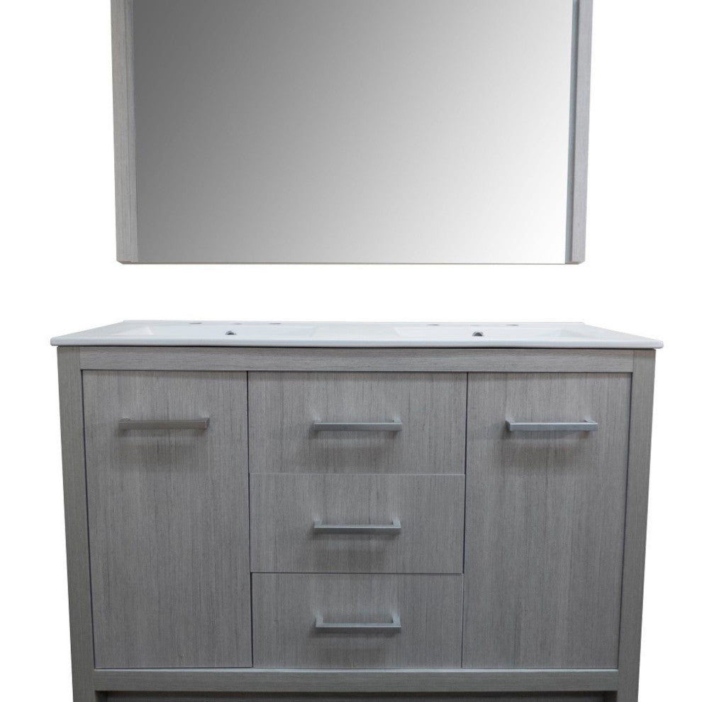 48" Double Sink Vanity With Gray Pine Finish