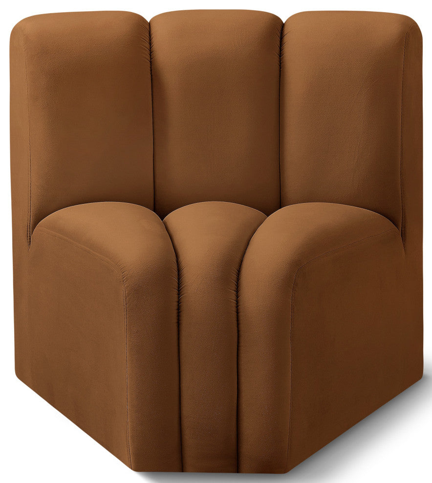 Arc Upholstered Modular Component, Saddle, 1-Piece: Curved Corner, Velvet