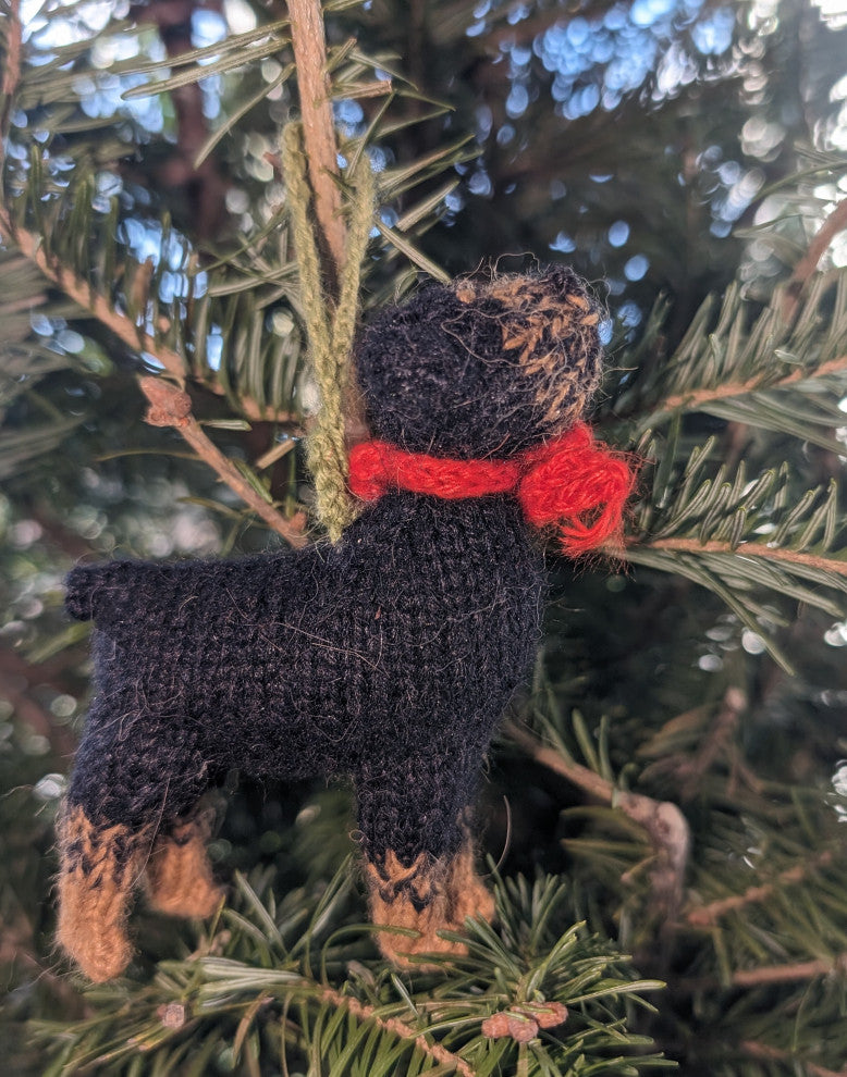Hand-Knit Rottweiler Christmas Ornament