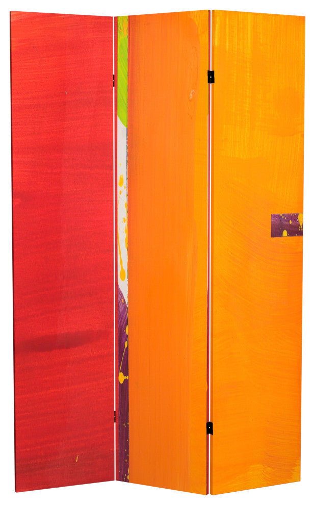 6' Tall Double Sided Vermilion Canvas Room Divider