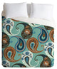 Deny Designs Pimlada Phuapradit Teal Floral Paislys Duvet Cover-Lightweight