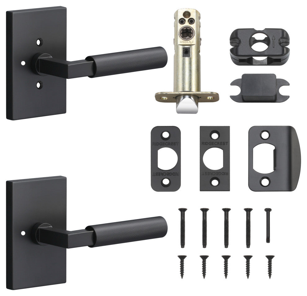 Levanto Privacy Rosette, Flat Black, Knurled Grip in Flat Black