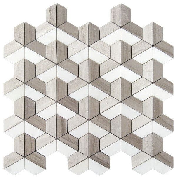 Dimensions 3D Block Mosaic Tile, 12"x12", Set of 30