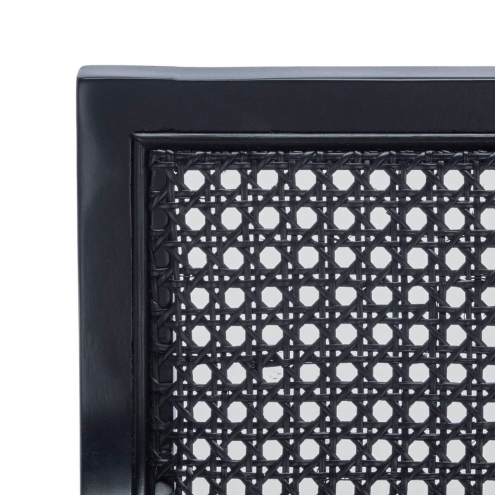 Safavieh Saito Low Back Cane Bar Stool, Black