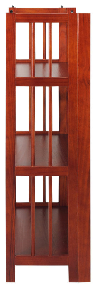 3 Shelf Folding Bookcase, Mahogany, Large, 3 Shelf