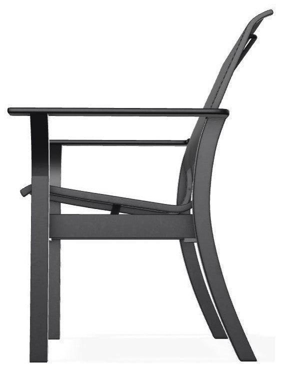Leeward Sling Stackable Outdoor Dining Chair, Augustine Shadow/Black