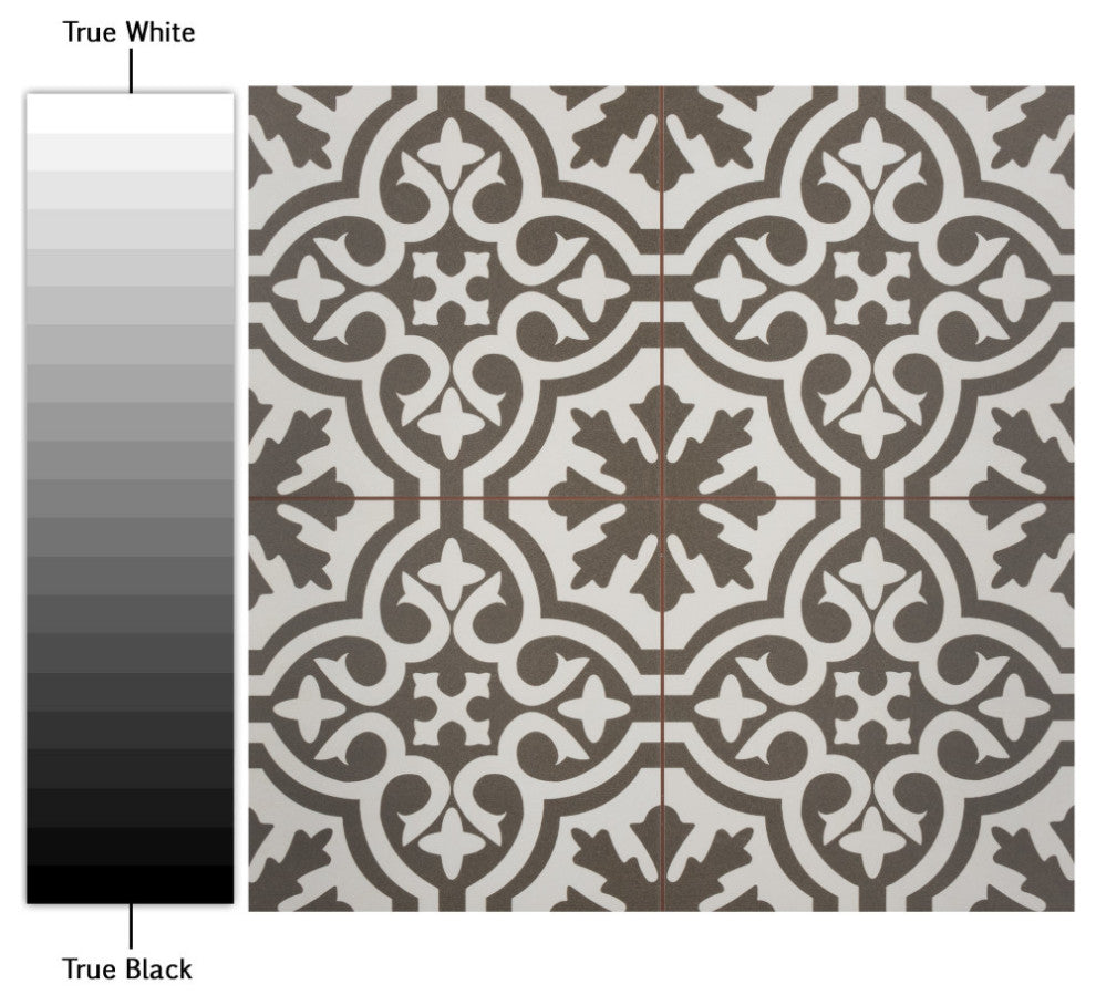 Berkeley Encaustic Ceramic Floor and Wall Tile, Charcoal Brown
