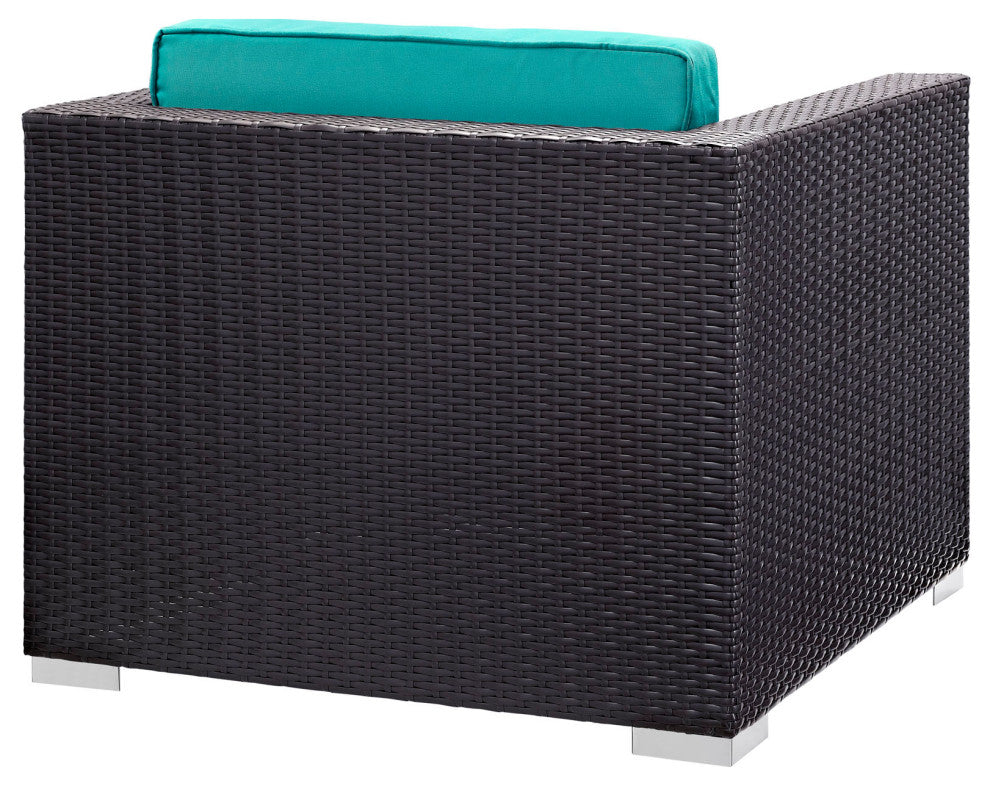 Espresso Turquoise Convene 5-Piece Outdoor Patio Sectional Set