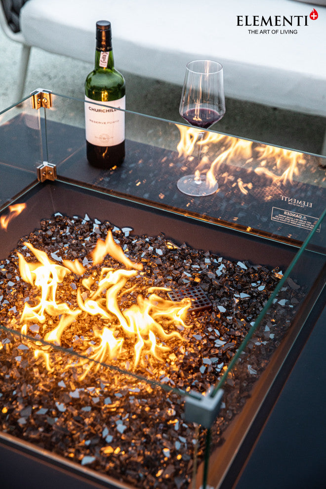 Roraima Square Slate Black Concrete 40" Natural Gas Fire Table
