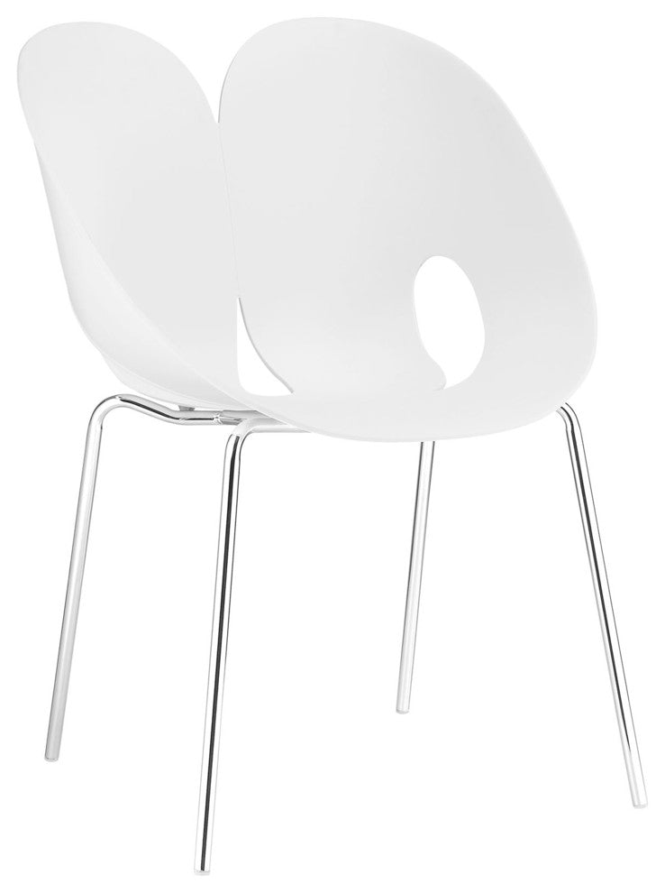 Modern Contemporary Dining Armchair, White Plastic