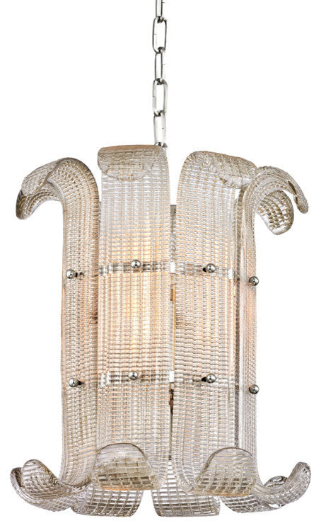 Brasher, 4 Light, Chandelier, Polished Nickel Finish, Clear Glass