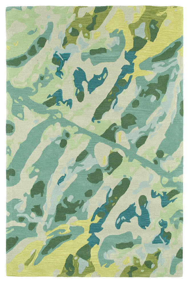 Kaleen Hand-Tufted Pastiche Turquoise Wool Rug, 3'x5'