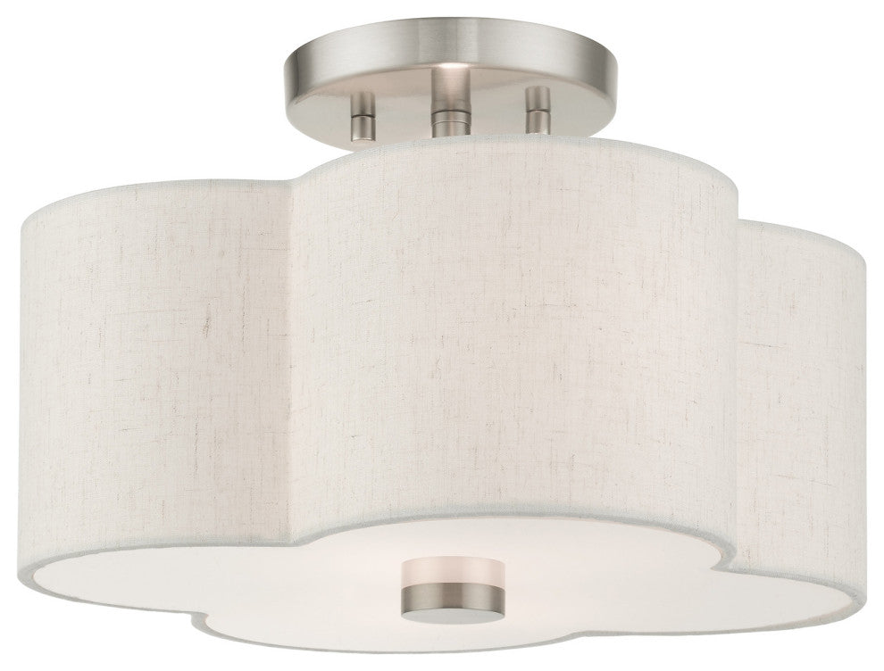 Brushed Nickel French Country, Floral, Transitional, Semi Flush