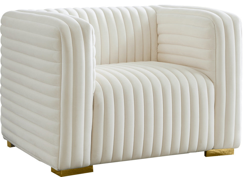 Ravish Velvet Upholstered Chair, Cream, Chair