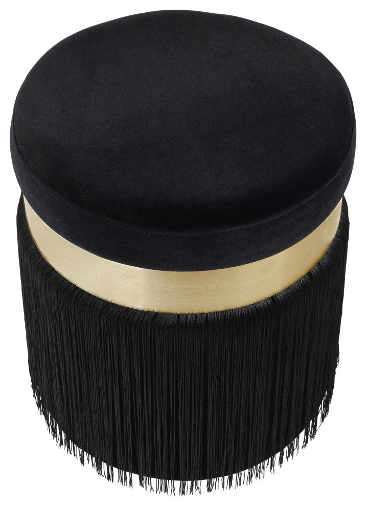 Melody Black Tasseled Ottoman