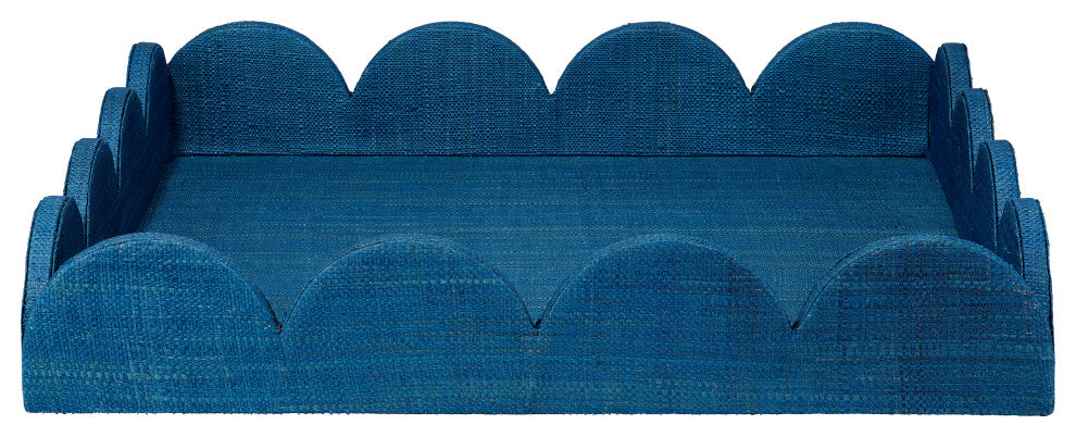 Wonderland Scalloped Decorative Tray, Indigo