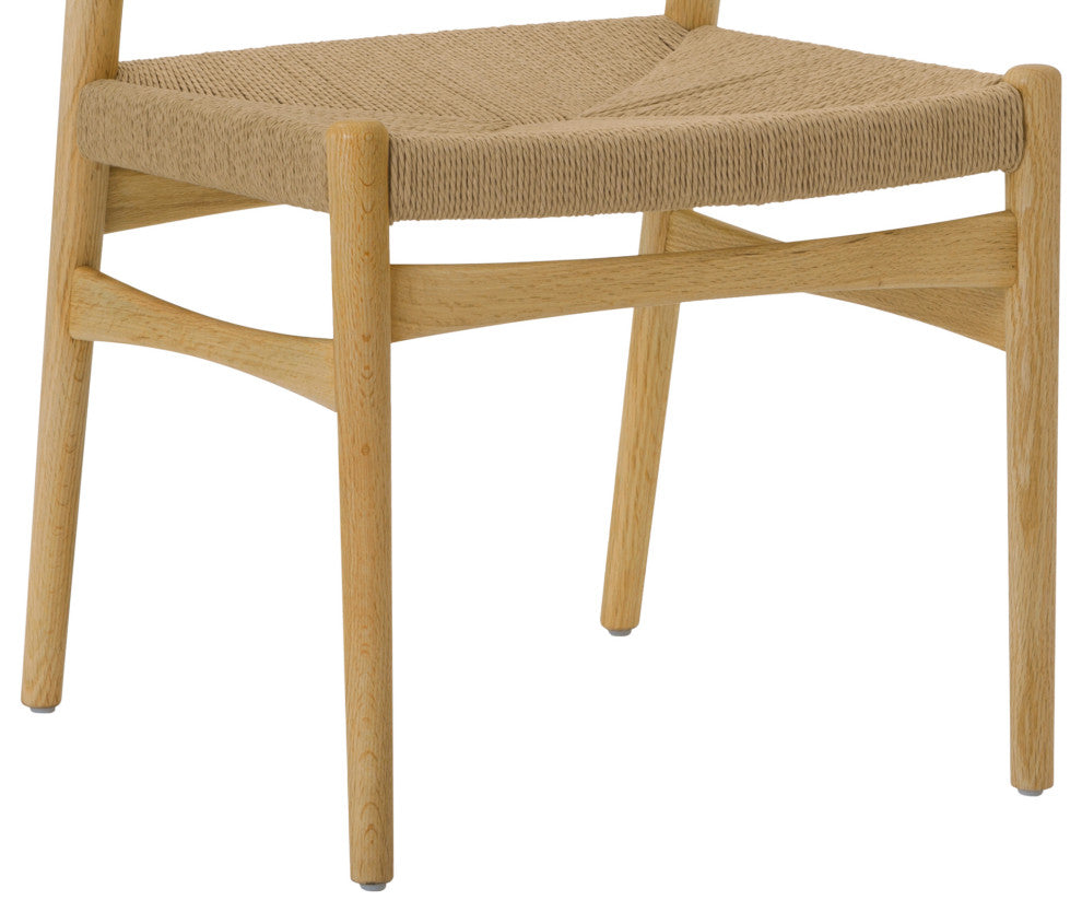 Erie, Woven Paper Cord and Oak Wood, Dining Chairs, 18", Set of 2
