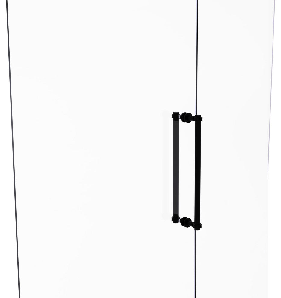 Contemporary 18" Grooved Accent Back to Back Shower Door Pull, Matte Black