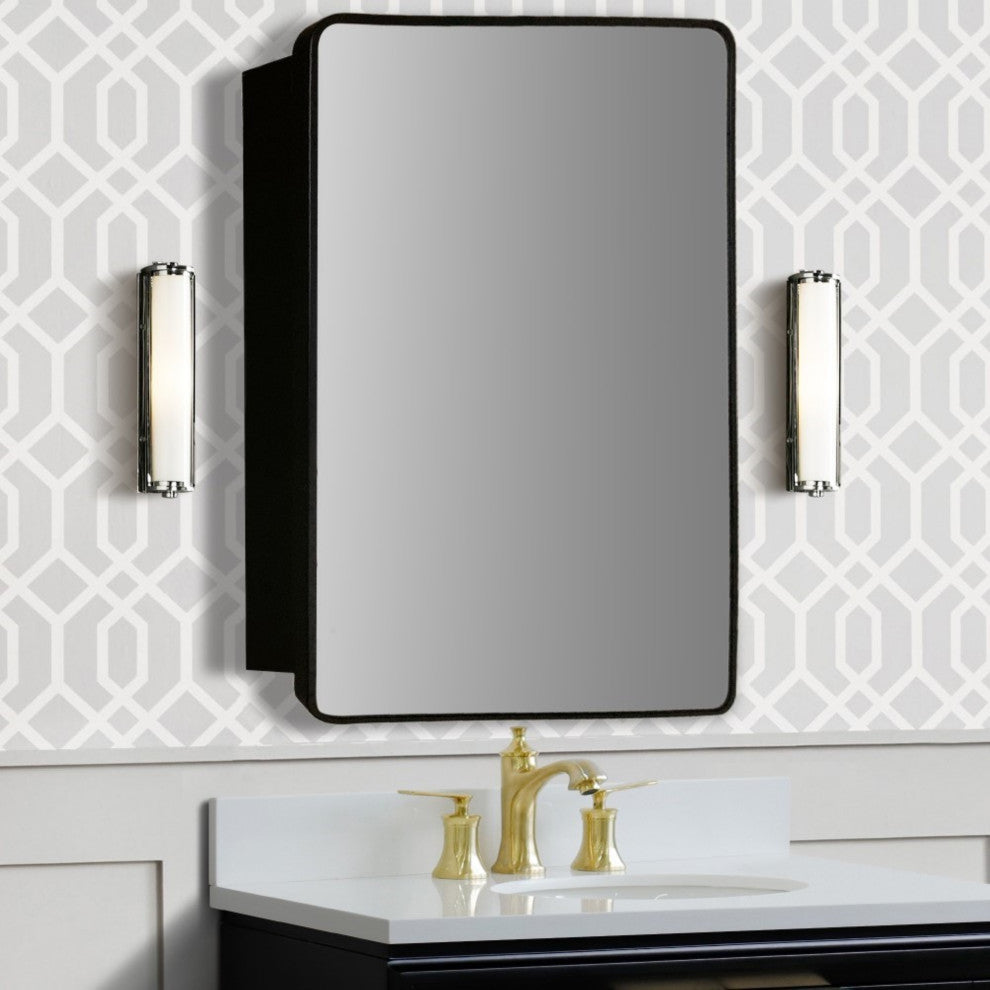 Rectangular Metal Frame Medicine Cabinet, Matte Black