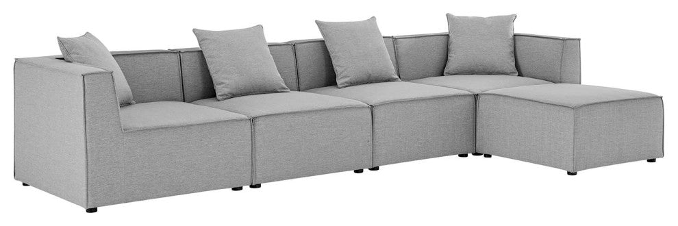 Saybrook Outdoor Patio Upholstered 5-Piece Sectional Sofa Gray