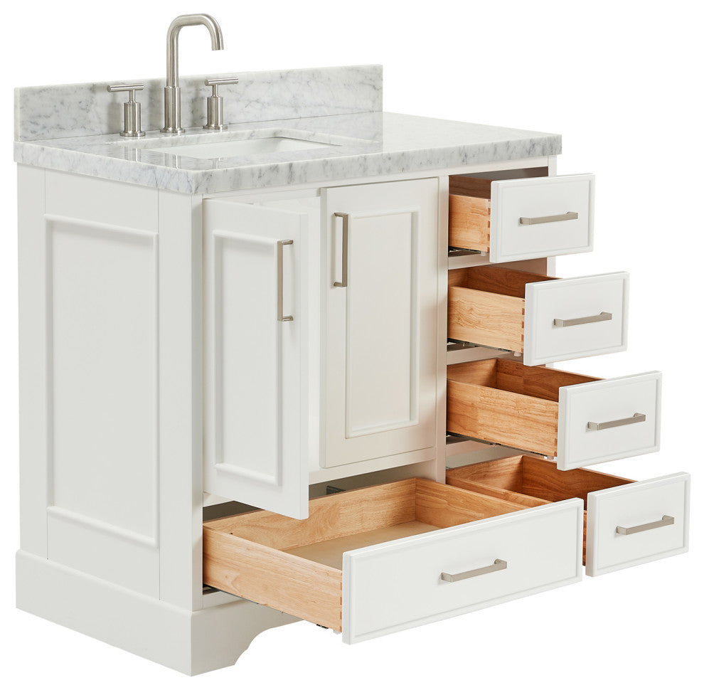 Ariel Stafford 37" Single Left Offset Rectangle Sink Bathroom Vanity