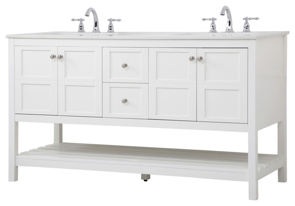 Tucker White 60" Double Sink Bathroom Vanity