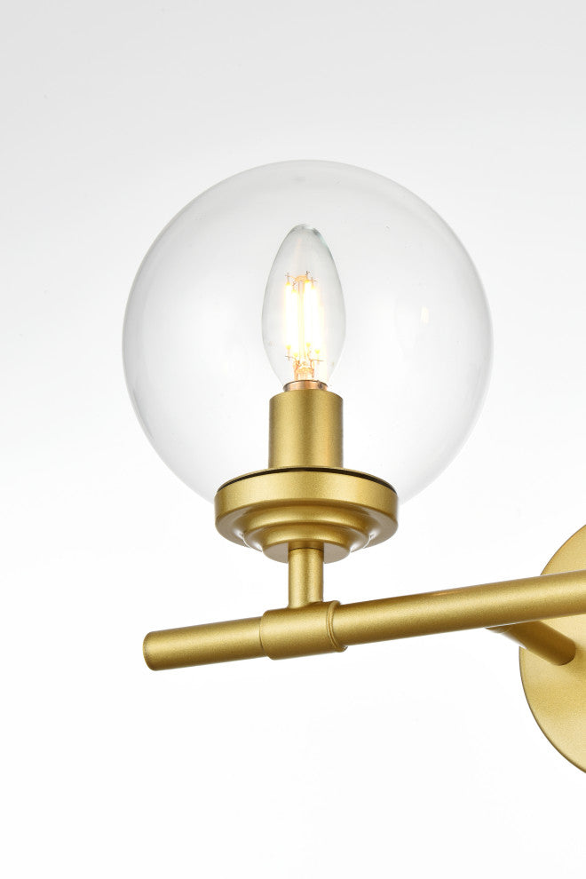 2 Light Brass And Clear Bath Sconce