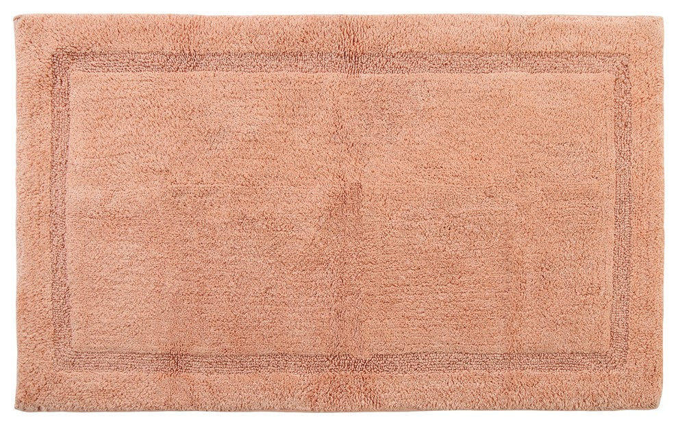 Bath Rug Cotton Solid Color Regency Pattern, Coral, 50"x30"