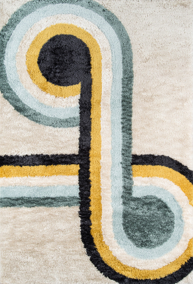 Retro Blue Rug, 2'x3'