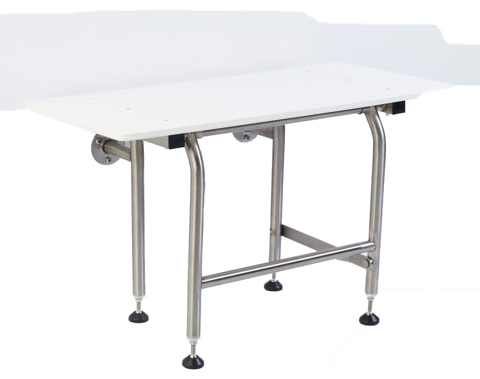 Rectangular Folding Shower Seat, White HDP, 24", Legs