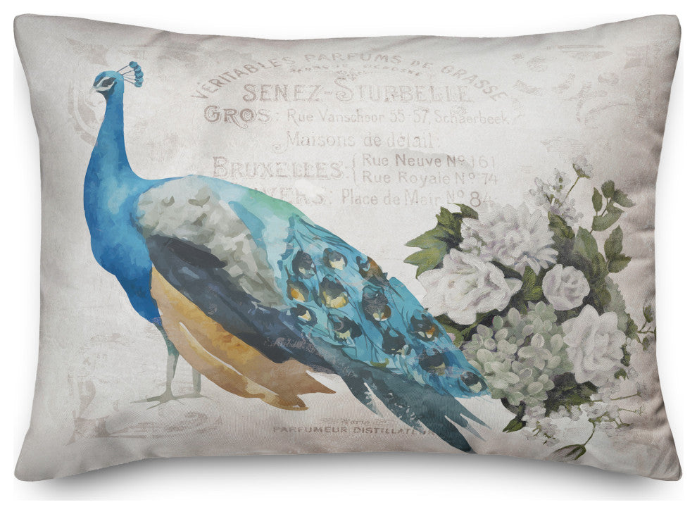 French Peacock 4 14x20 Spun Poly Pillow