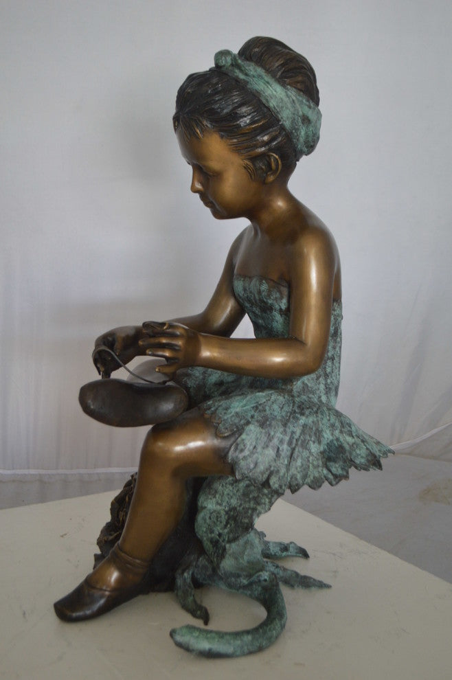 Dancer with Rose bronze statue -  Size: 15"L x 17"W x 26"H.