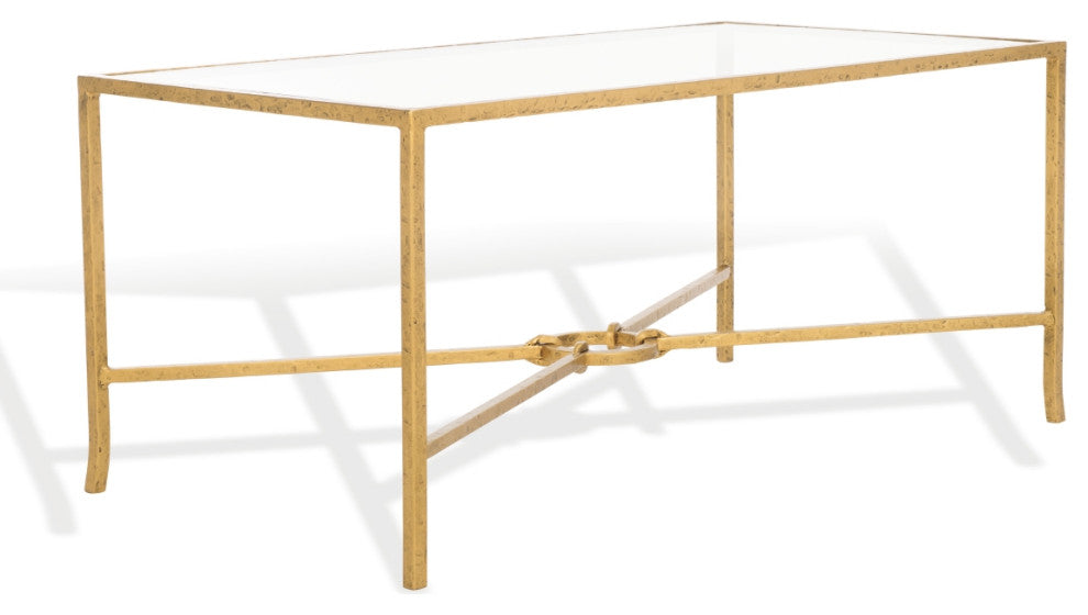 Safavieh Couture Tauri Metal Coffee Table, Brass/Clear