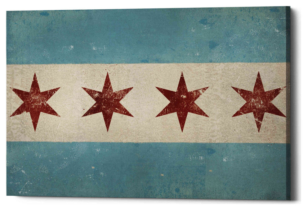 Epic Graffiti 'Chicago Flag' by Ryan Fowler, Giclee Canvas Wall Art, 18"x12"