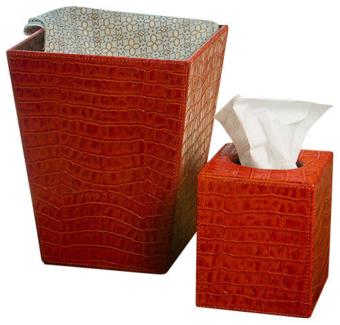 Burnt Croc Waste Basket, Orange