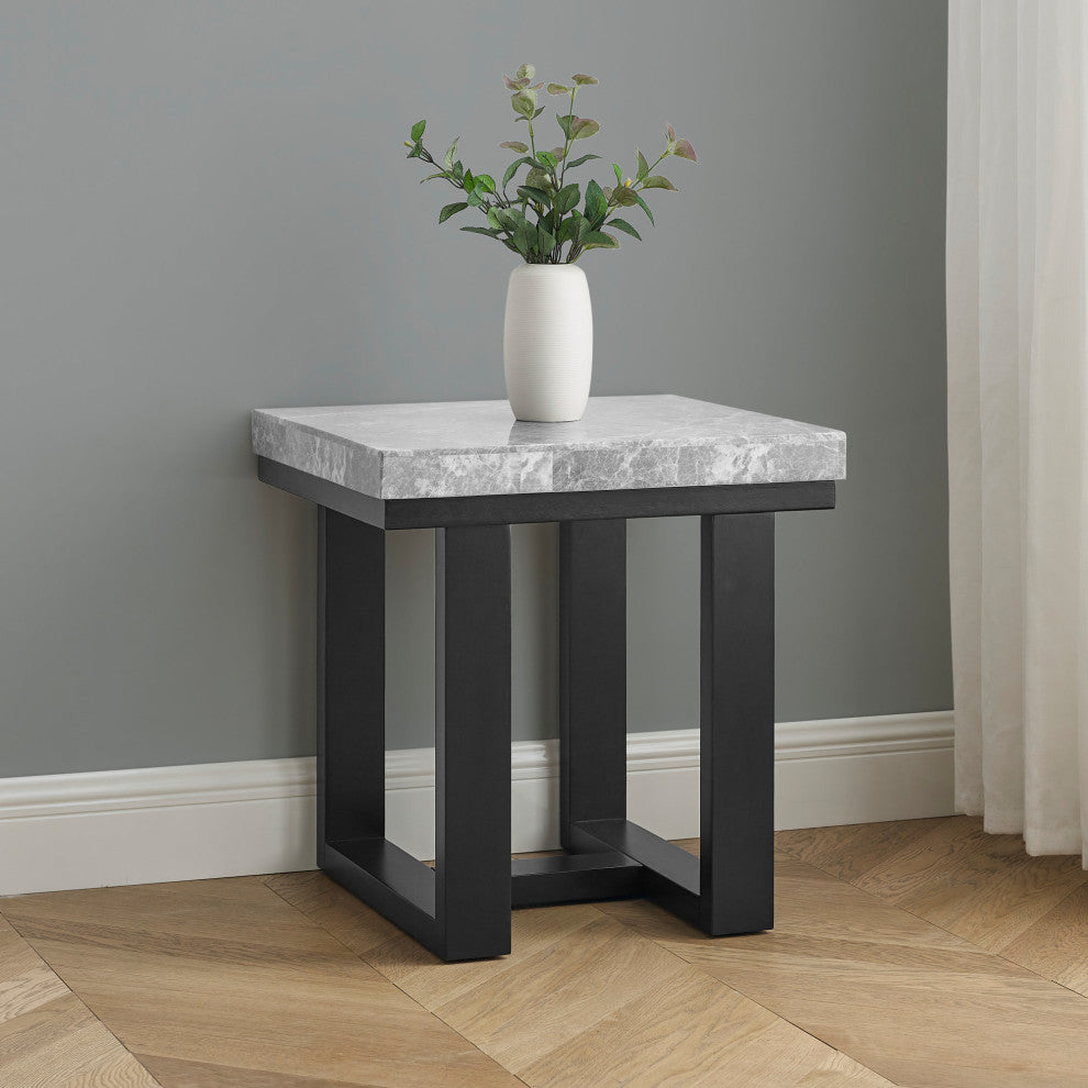Lucca Gray Marble Top End Table