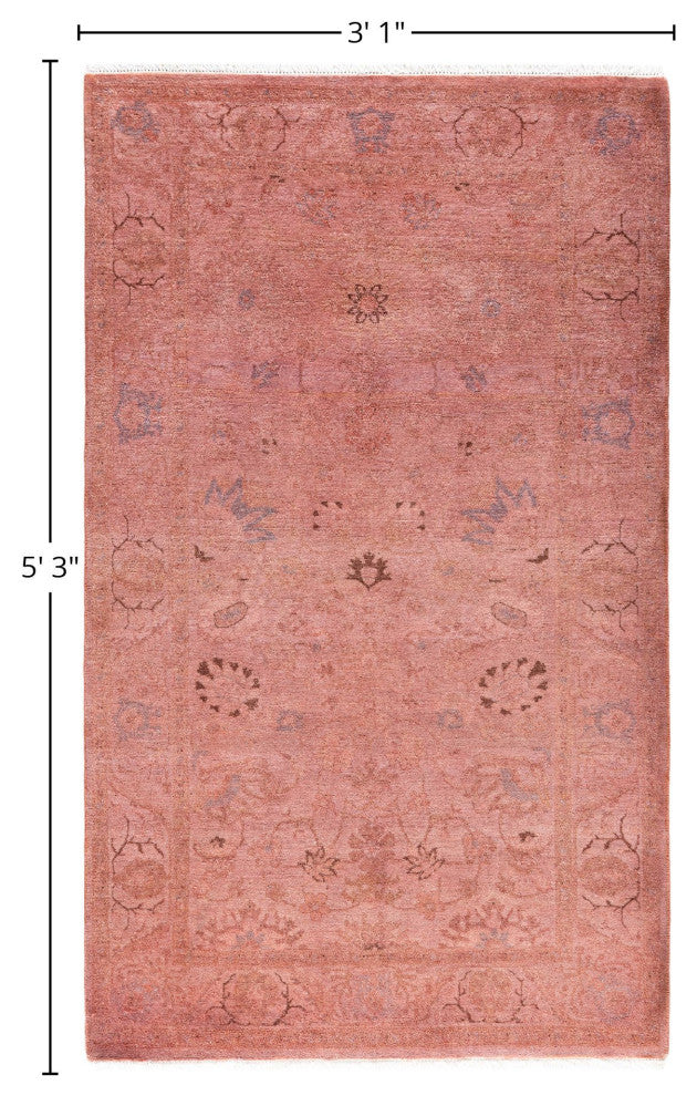 Overdyed One-of-a-Kind Hand-Knotted Area Rug Pink, 3' 1" x 5' 3"