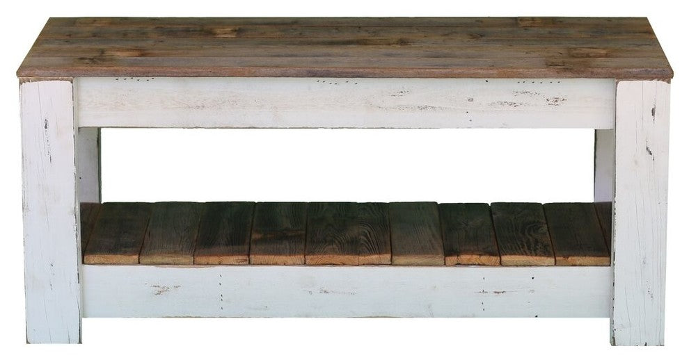 White Combo Coffee Table With Shelf