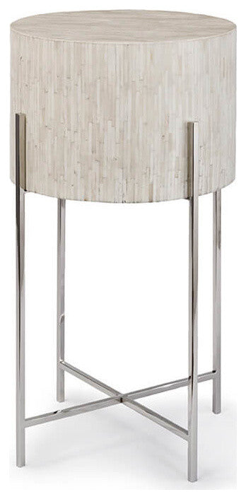 Bone Drum Table, Polished Nickel