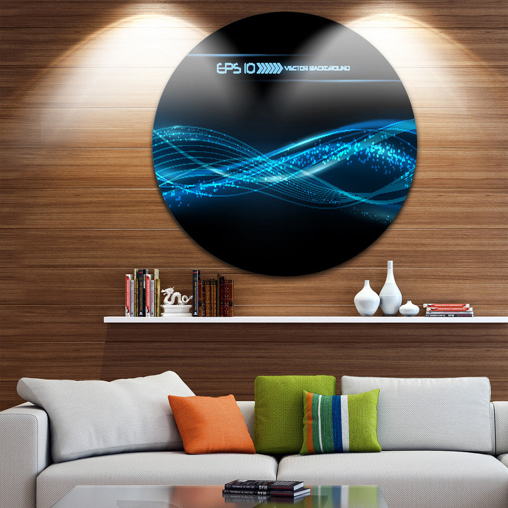 Blue Abstract Vector Pattern, Contemporary Disc Metal Wall Art, 23"