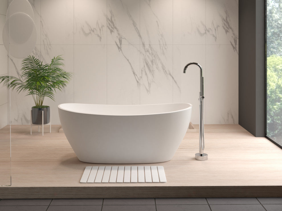 CastelloUSA Diatomite Quick-Dry Stone Bath Mat, 34"x21", Large, White