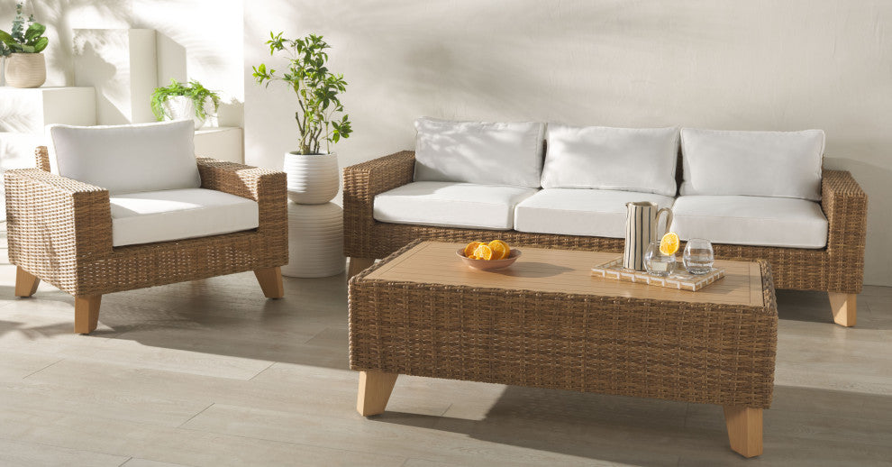 Safavieh Couture Indoor-Outdoor Margarita Wicker Coffee Table, Natural