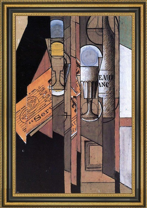 Juan Gris Glasses  Newspaper Bottle Wine