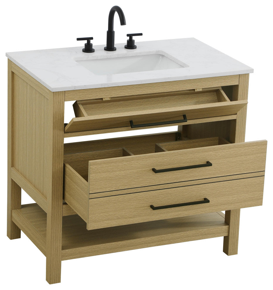 Home Living 36" Single Bathroom Vanity, Honey Brown