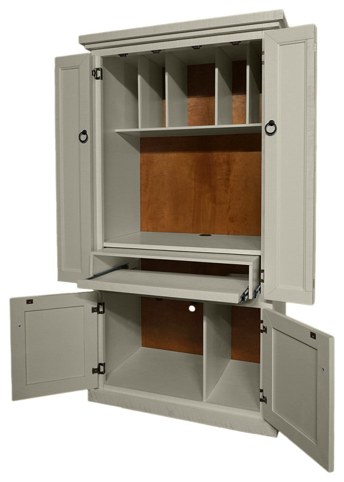 Rustic Two Tone Computer Armoire Desk, Soft White