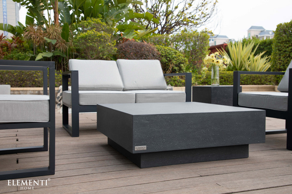 Tevere 40" Square Concrete Coffee Table, Slate Black